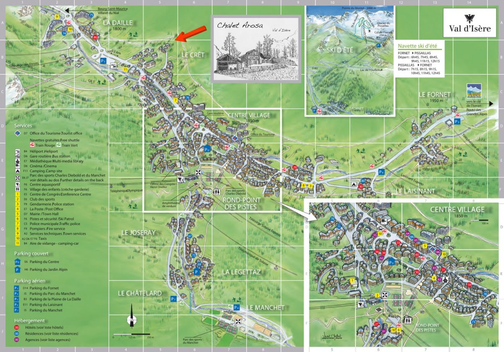 Emplacement du Chalet Arosa, location de chalet en été à Val d'Isère, Savoie